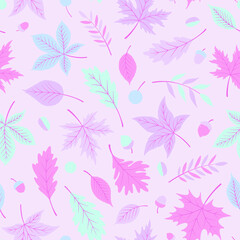Fototapeta na wymiar Autumn leaves seamless pattern. Digital Illustration background.