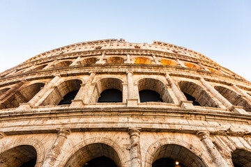 Facade of the Coliseum of Roma, Italy.