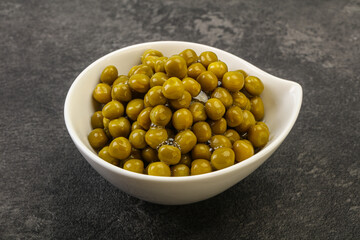 Marinated green pea in the bowl