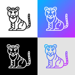 Cartoon tiger thin line icon. Modern vector illustration for Chinese horoscope.
