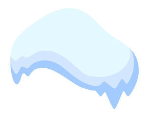 Snow pile with icicle. Ice falling