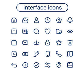 Simple small line icons set. Rounded mini vector icons. Pixel perfect. Editable stroke. - 468352201