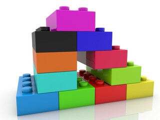 Construction of colored toy bricks