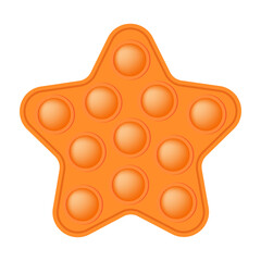 Popit figure star as a fashionable silicon toy for fidgets. Addictive anti stress toy in bright rainbow colors. Bubble anxiety developing pop it toys for kids. Vector illustration isolated on white.