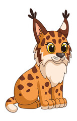 Baby lynx. Wild cat mascot. Cute cartoon character