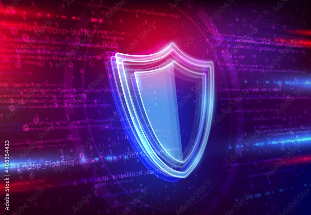 Leinwandbilder cyber security technology. cloud storage and big data protection vector background with shield or pr