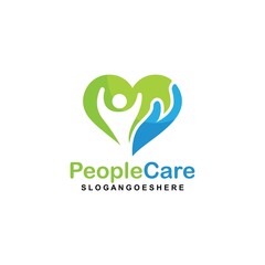 People Care Heart Shaped Logo Design Template. Symbol of care for fellow human beings, solidarity human concept vector illustration, humanitarian activities