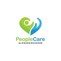 Obraz premium People Care Heart Shaped Logo Design Template. Symbol of care for fellow human beings, solidarity human concept vector illustration, humanitarian activities