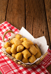 Basket with Brazilian snacks. Party food.