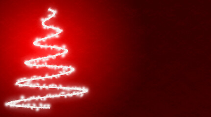 Fondo rojo con árbol de navidad luminoso.