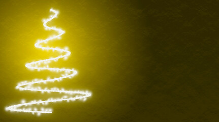Obraz premium Fondo amarillo con árbol de navidad luminoso.