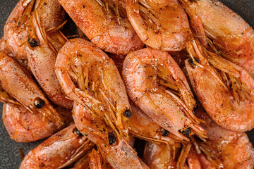 Closeup on fried shrimp beer snack texture background