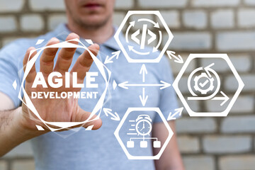 Concept of agile lifecycle development methodology. Agile programming software technology.