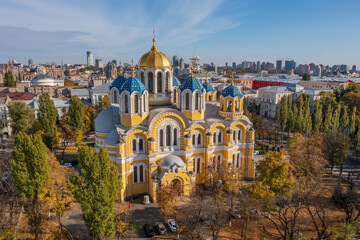 View on a sunny day at Vladimirsky Cathedral, Kiev, Ukraine.