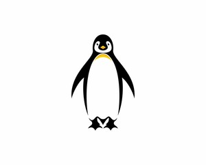 Cute penguin silhouette illustration logo