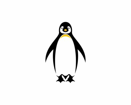 Cute penguin silhouette illustration logo