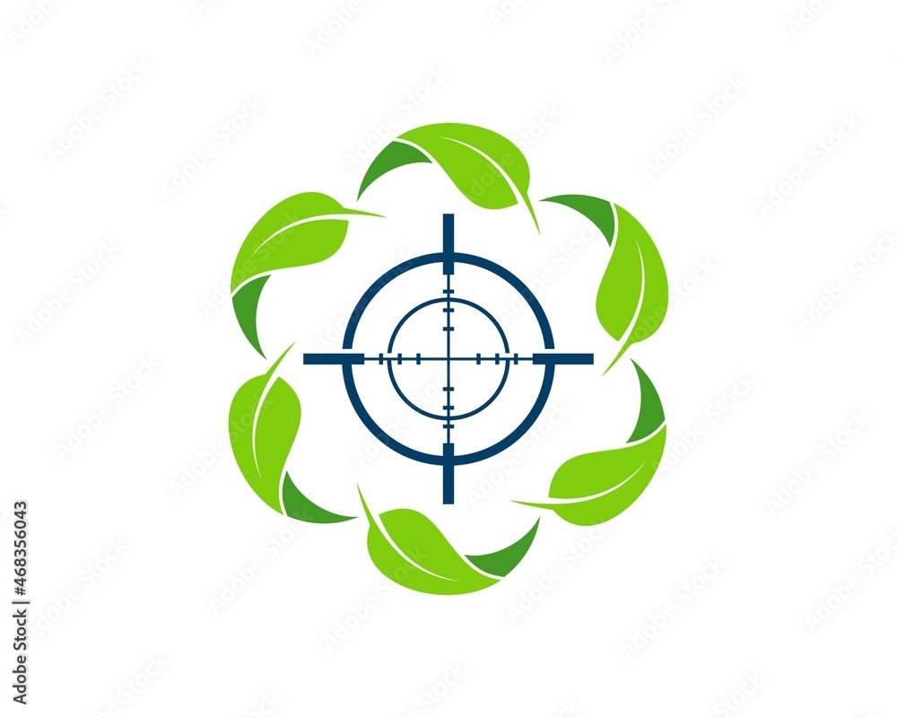 Canvas Prints Circular green leaf with sniper symbol inside