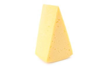 Hard cheese isolated on white background, close up