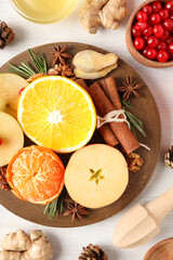 Ingredients for cooking mulled wine, close up
