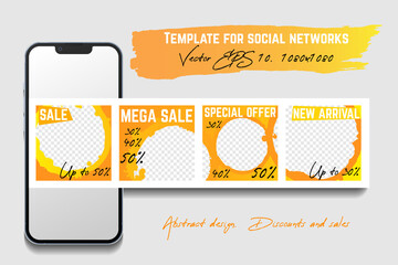 A template for a social network. Set. Abstraction. Sale. 1080X1080