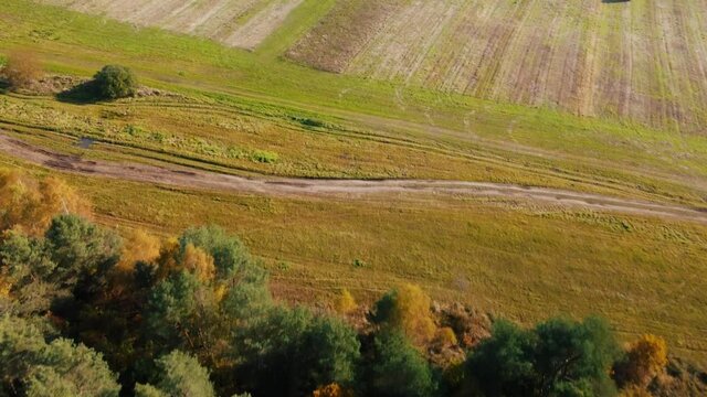 An aerial view of a vast agricultural field in Coburg Bavaria, Germany