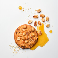 Cookies with nuts and honey, top view