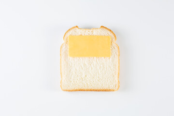 흰배경, 식빵 위에 치즈 - isolated on white background