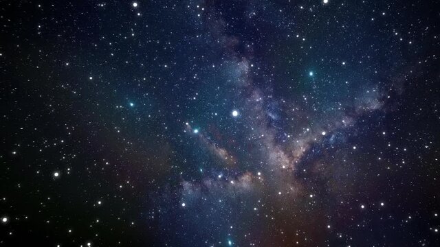 Space travel through a cluster of stars and galaxies to meet unknown worlds. Billions of stars in the Milky Way galaxy. . High quality 4k footage