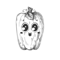 Pumpkin with a smiling face. Halloween pumpkin. Happy Halloween Vector