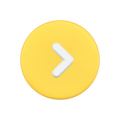 Arrow pointing right direction at yellow circle button 3d icon vector navigation pointer
