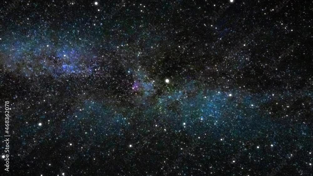 Wall mural 3d animation of space travel through numerous constellations and galaxies. cosmic moving and glowing
