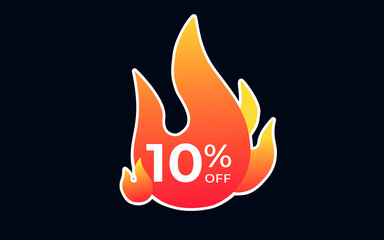 ten percent off on fire promotion vector