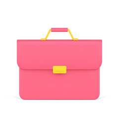 Bright briefcase with handle for carrying and golden clasp 3d icon vector illustration