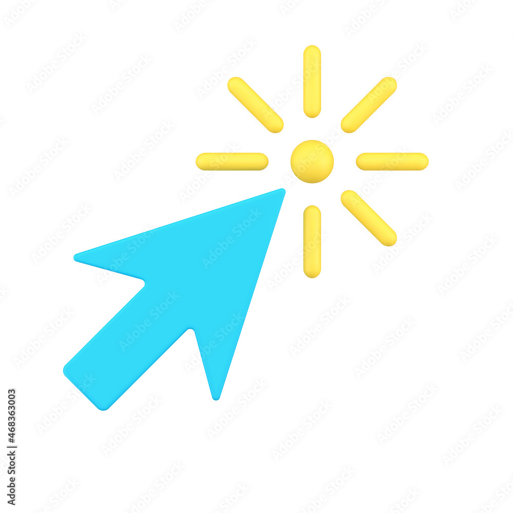 Aufkleber simple 3d icon arrow cursor pointing link vector illustration. modern mouse pointer clicking