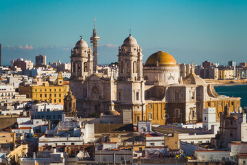 Cadiz skyline with its cathedral on a sunny day