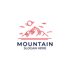 linear style minimalist mountain logo set