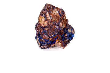 Macro mineral stone Malachite and Azurite against white background