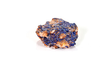 Macro mineral stone Malachite and Azurite against white background