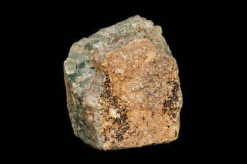 Macro stone Fluorite mineral on black background