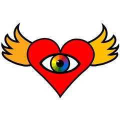 Eye of the heart with wings