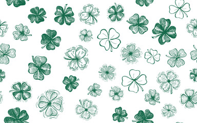 Clover set, St. Patrick's Day. Hand drawn illustrations. Vector.	