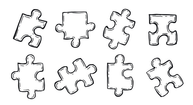 Puzzles hand drawn vector illustration.