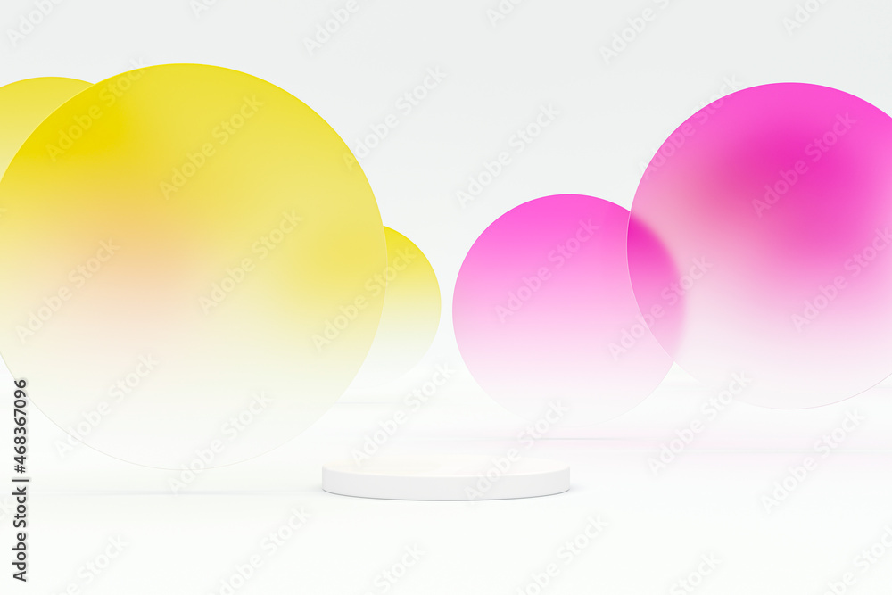 Aufkleber beauty fashion bokeh background with a podium for product display. 3d rendering.