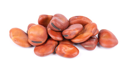 Broad beans isolated on white background. Dry fava beans.