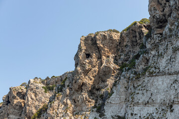 Elephant-shaped rock on the coast of the island of San Domino of the Tremiti Islands archipelago, Puglia, Italy.