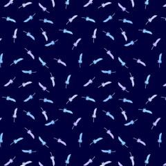 模様　フェザー　寒色系×紺バック