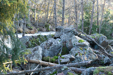 Rocks by a cascade