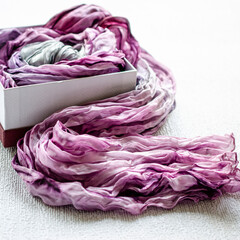 Handmade boho pink silk scarf