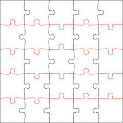 Fototapeta premium Square puzzle, marking in vector format for cutting on a plotter