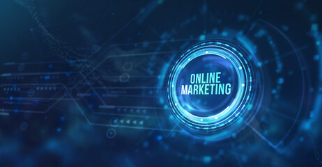 Obraz premium Internet, business, Technology and network concept. Digital Marketing Technology Solution for Online. 3d illustration.